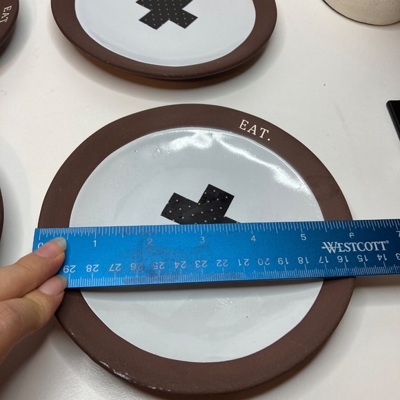 Set Of 4 Rae Dunn Chocolate Line Swiss Dot Boutique Collection Dessert Plates - Picture 10 of 10